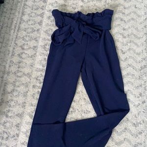 New blue stretchy pants with tie